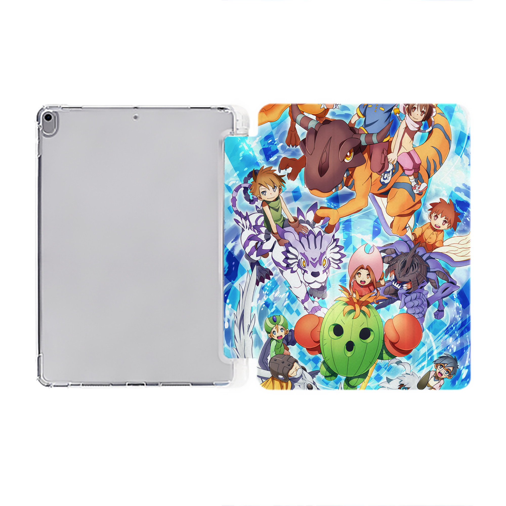 （画像用） Digimon デジタルモンスター/デジモン IPad ケース ペン収納付き 三つ折りスタンド PUレザー×シリコン 対応機種9.5/10.5/10.9インチ